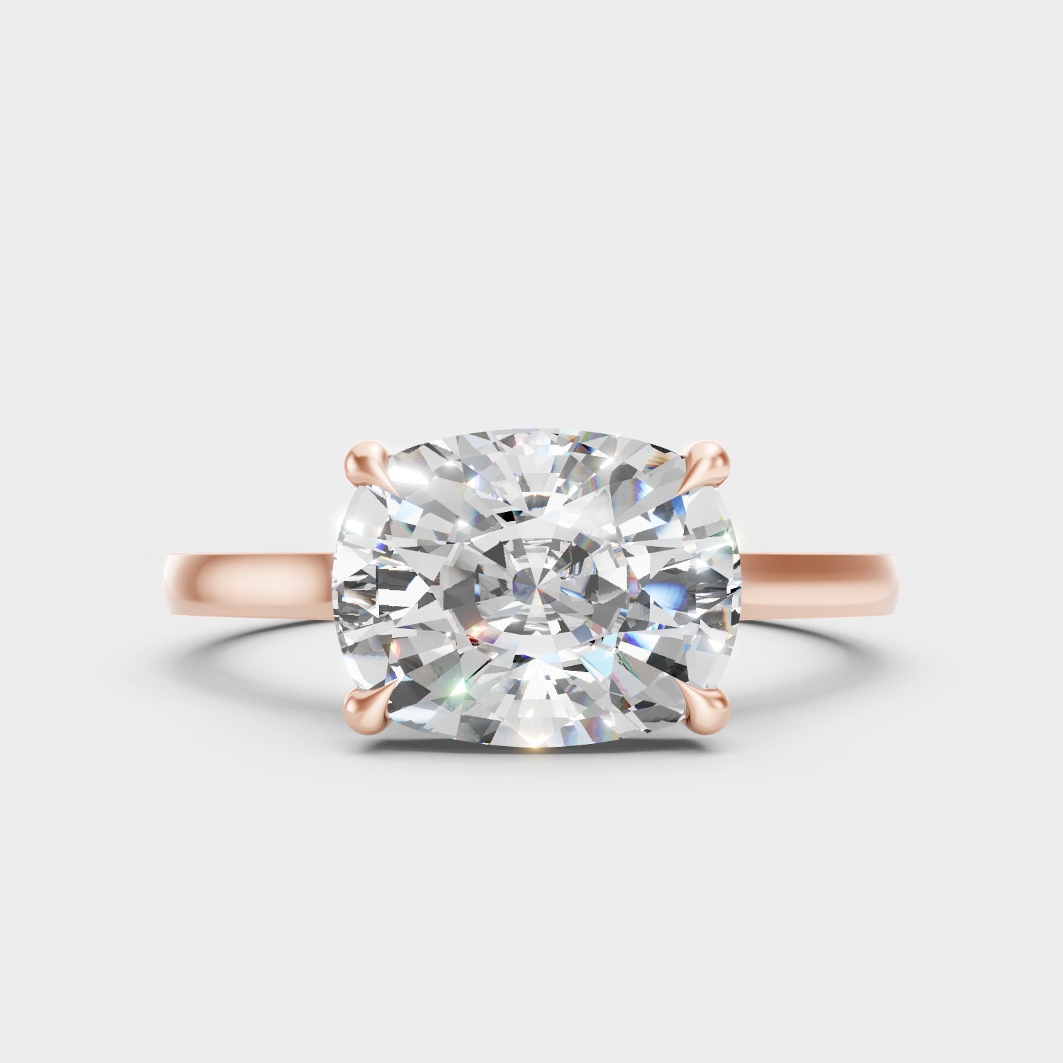 Modern 18K Rose Gold Lab-Grown Cushion Diamond Ring With 1.5 To 4.5 Ct